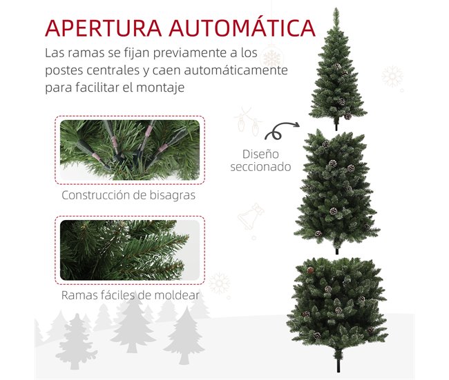 Árvore de Natal Plástico e Aço HOMCOM, casa - natal Verde