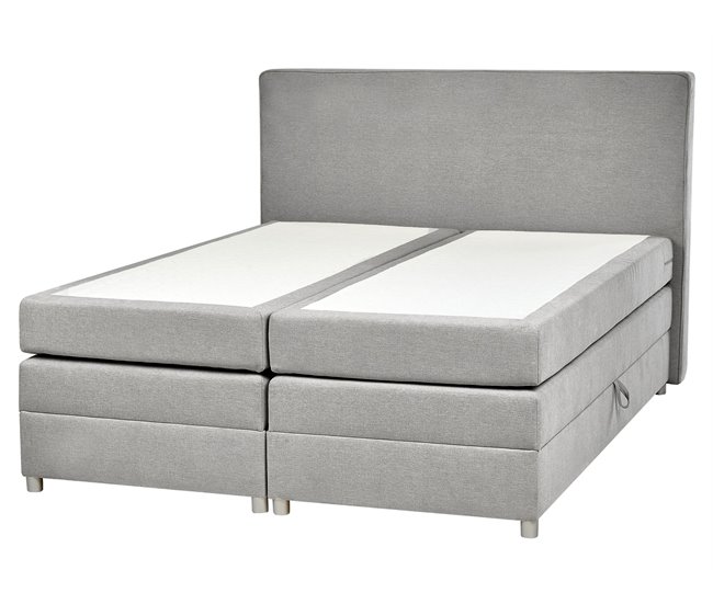 Beliani Cama continental com arrumação Poliéster MINISTER 168x209 Bege