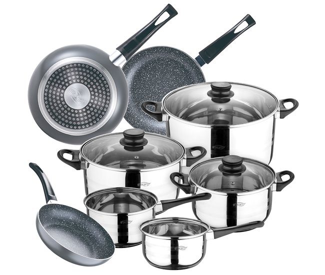 8pc + Conjunto 3 jogo de bateria de cozinha de Sartenes Multicor
