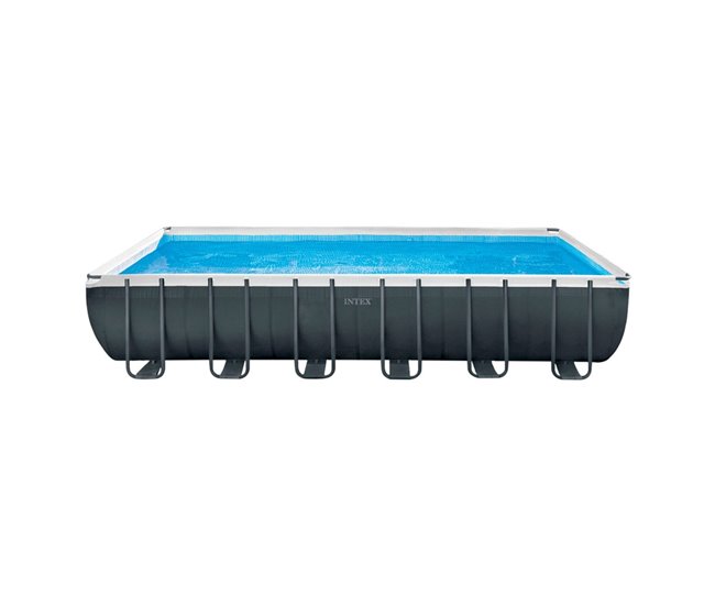 Piscina desmontável Intex 732x366x132 cm deluxe pack + filtro e clorador Cinza