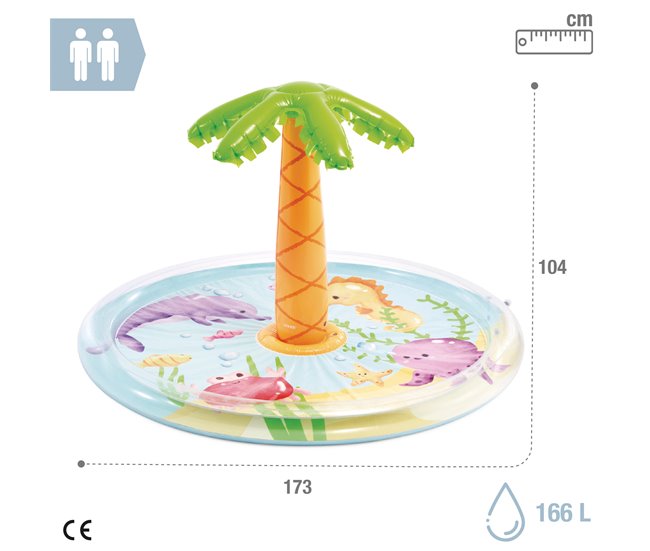INTEX Piscina inflável Spray Palmera com pulverizador de água Multicor