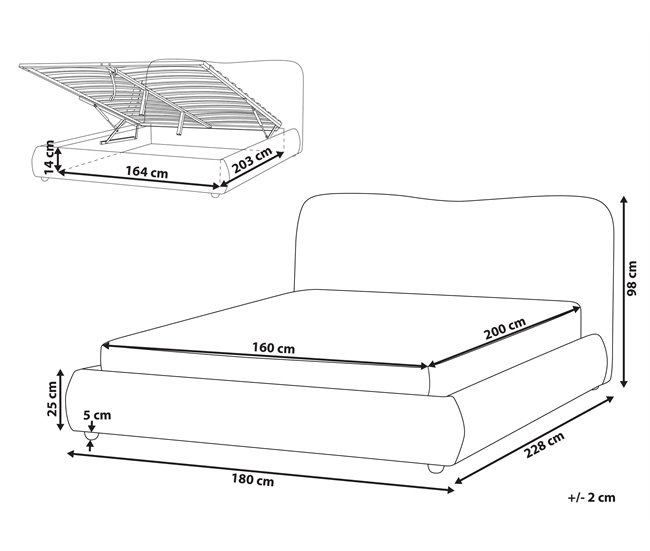 Beliani Cama baú Bouclé BLAGNAC 180x228 Bege