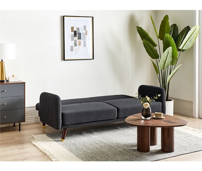 Beliani Sofá de 3 lugares Linho sintético SENJA Preto