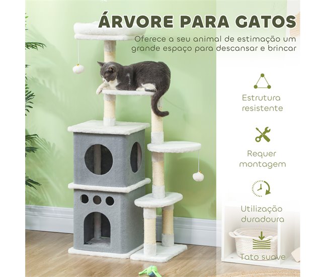 Arranhador para Gatos Melamina de Madeira e Sisal PawHut Cru