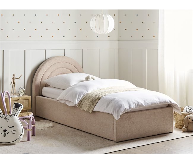 Beliani Cama baú Bouclé ANET 106x218 Bege
