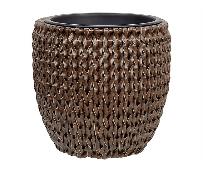 Beliani Conjunto de 3 vasos para plantas BERBERIS Castanho