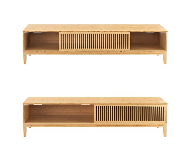 Mesa de TV Videbæk com 2 portas de correr em bambu 160 Natural