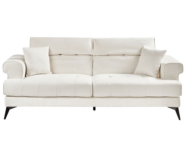 Beliani Sofá de 3 lugares Bouclé SKIVE Branco
