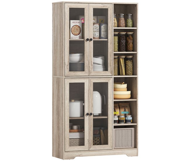 Armário de Cozinha Melamina de Madeira, MDF HOMCOM Cinza