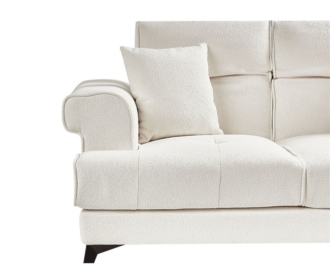Beliani Sofá de 2 lugares Bouclé SKIVE Branco