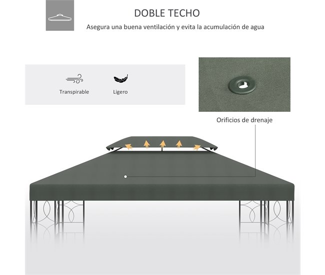 Cobertura de Substituição para Pérgola Poliéster Outsunny 400x300 Cinza