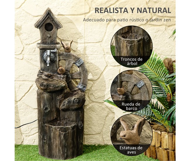 Fonte de Jardim Resina Outsunny Multicor