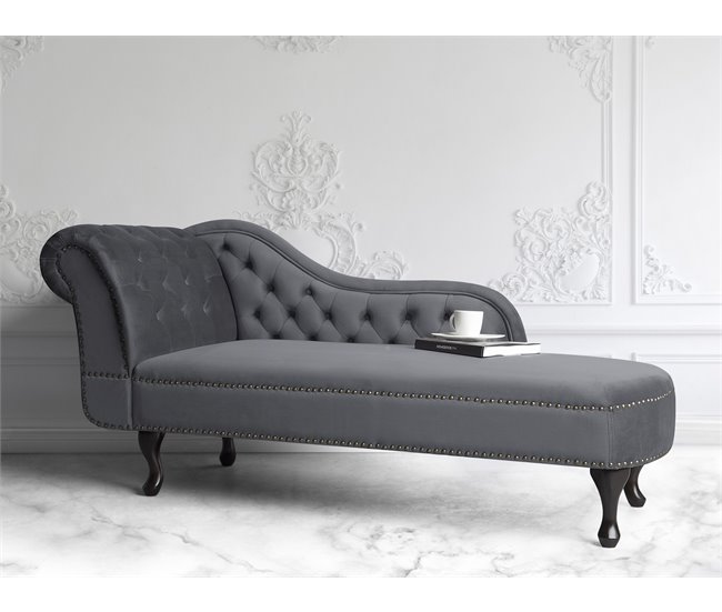 Beliani Chaise longue versão à esquerda Veludo NIMES Azul/ Verde