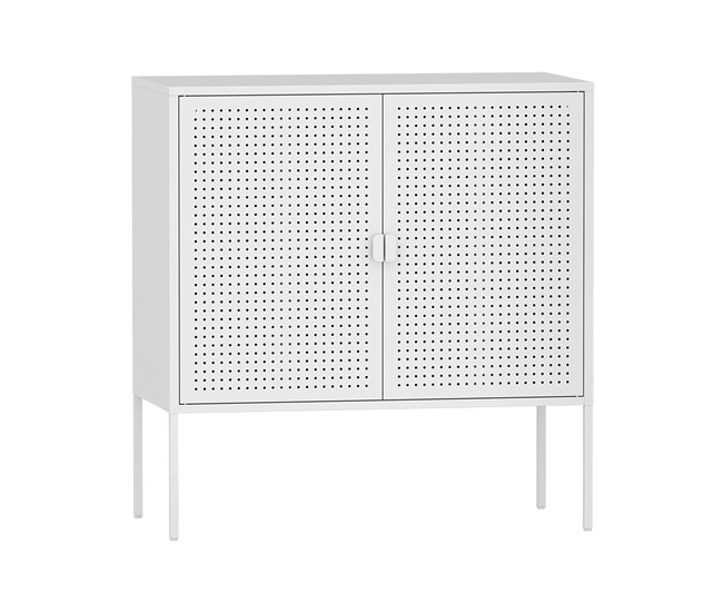 Aparador Castelli com 2 portas de aço perfuradas Branco