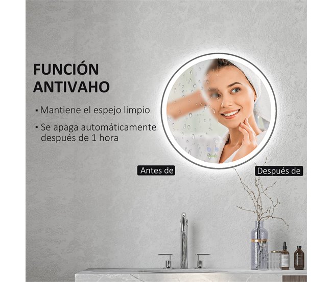 Espelho de Casa de Banho Vidro, Alumínio kleankin Transparente