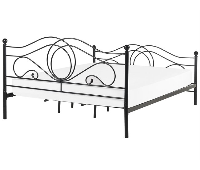 Beliani Cama com estrado Metal LYRA 182x209 Preto