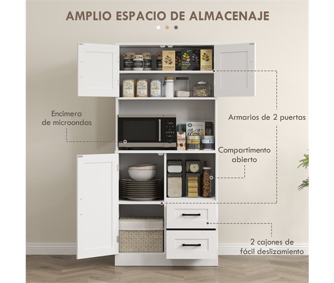 Armário de Cozinha Melamina de Madeira HOMCOM, casa - cozinha Branco