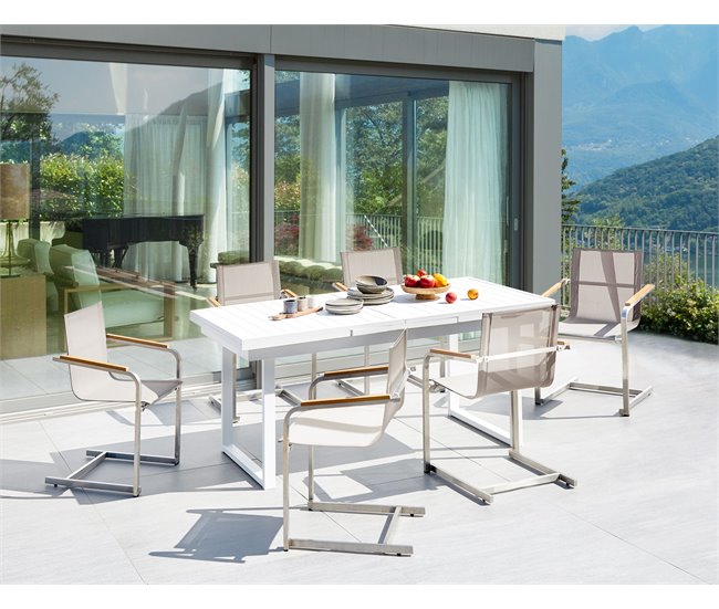 Beliani Conjunto de refeição VALCANETTO/COSOLETO Branco/ Bege