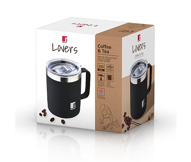 Caneca de Aço Inoxidável Coffe & Tea Lovers Preto