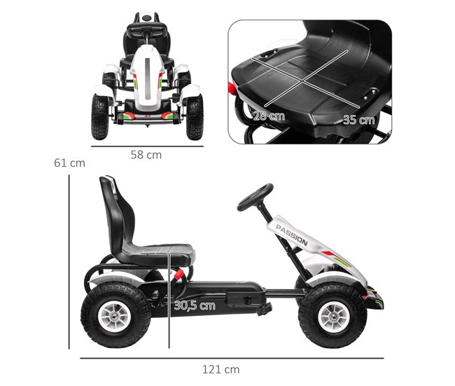 Kart a Pedais PP e Metal HOMCOM Branco