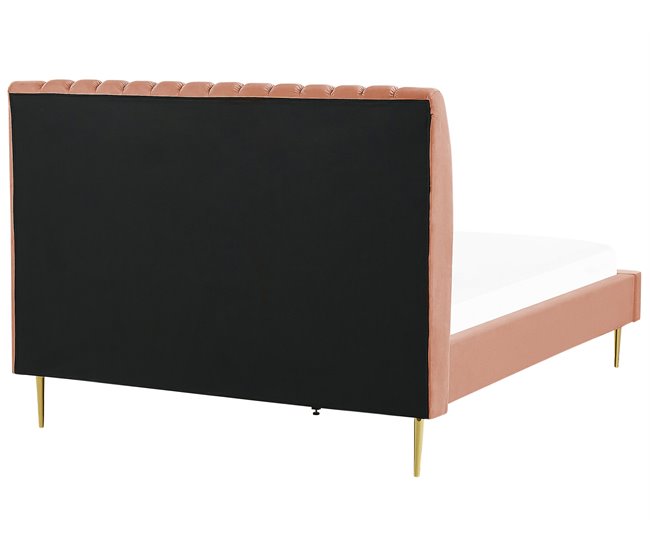 Beliani Cama com estrado Veludo MARVILLE 162x225 Areia