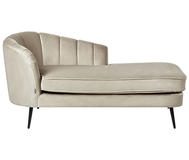 Beliani Chaise longue izquierdo Terciopelo ALLIER Bege