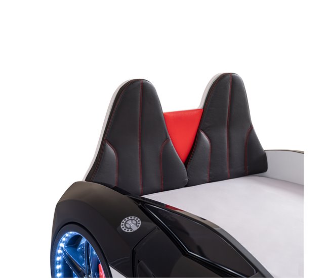 Cama carro POLICE 90x190 cm com comando incluído  Branco/ Preto