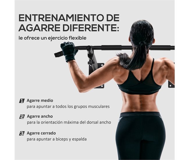 Barra de Elevações para Parede Aço HOMCOM Preto