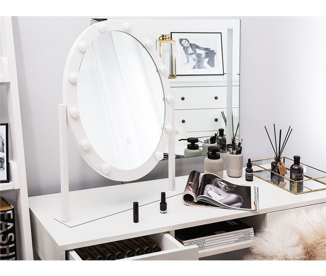 Beliani Espejo de maquillaje ROSTRENEN Branco