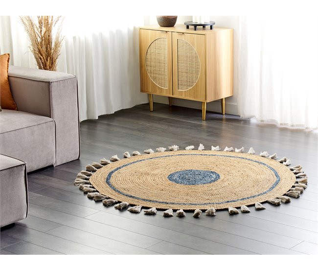 Beliani Entrelaçado OBAKOY 140x140 Azul