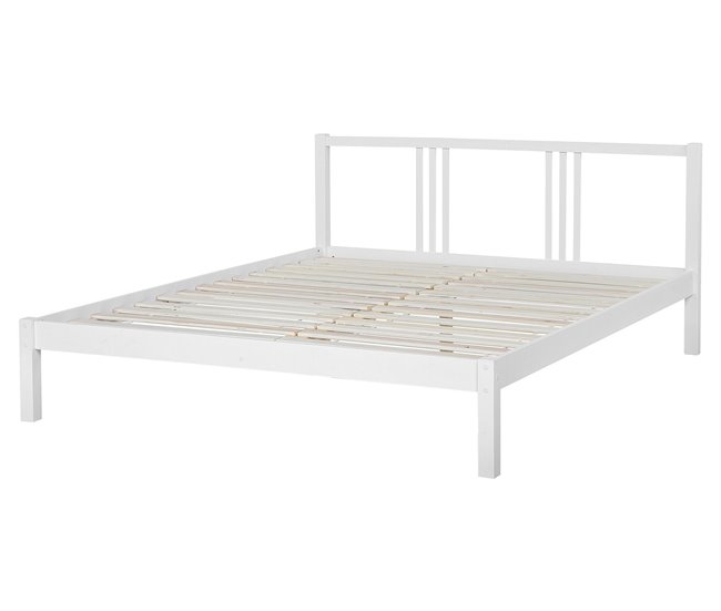 Beliani Cama Madera de pino VANNES 167x209 Branco