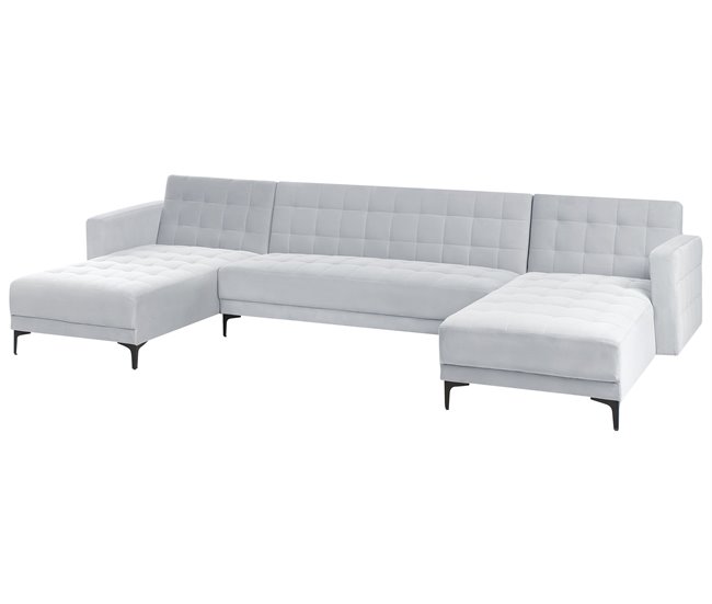 Beliani Sofá modular Terciopelo ABERDEEN Cinza Claro
