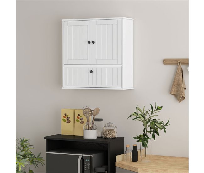 Armário de Parede Casa de Banho MDF HOMCOM, casa - casa de banho Branco