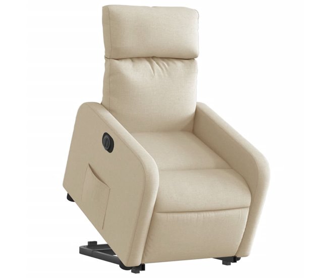 Poltrona tv relax muito confortável com função de elevação elétrica em tecido creme dec028281