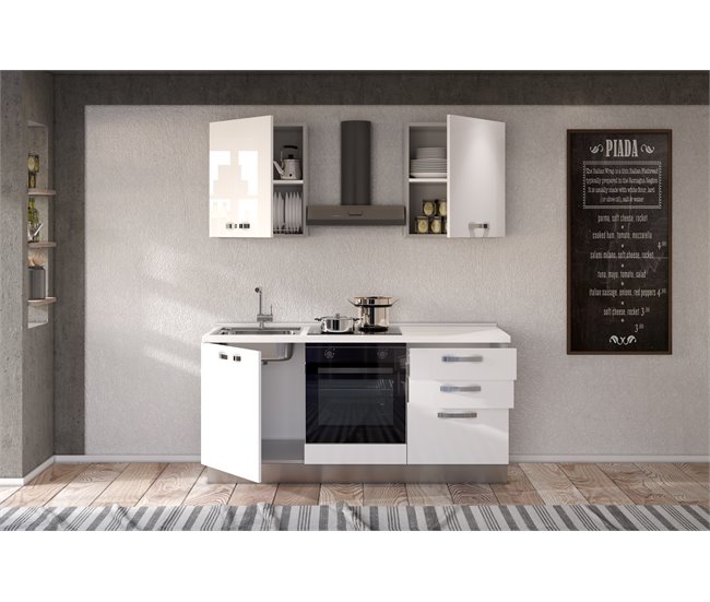 Cozinha GILDA ICE esquerda branco brilhante e cinza claro Branco