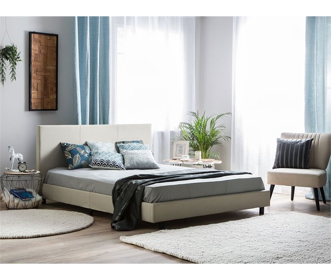 Beliani Cama Poliéster ALBI 190x211 Bege