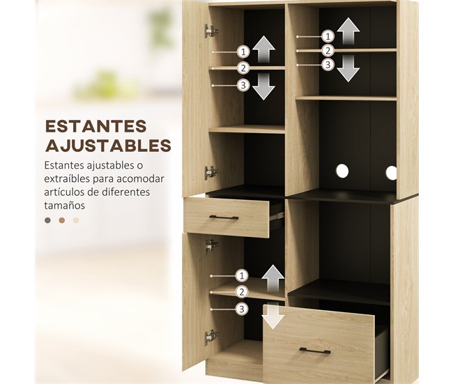 Armário de Cozinha Melamina de Madeira HOMCOM, casa - cozinha Castanho