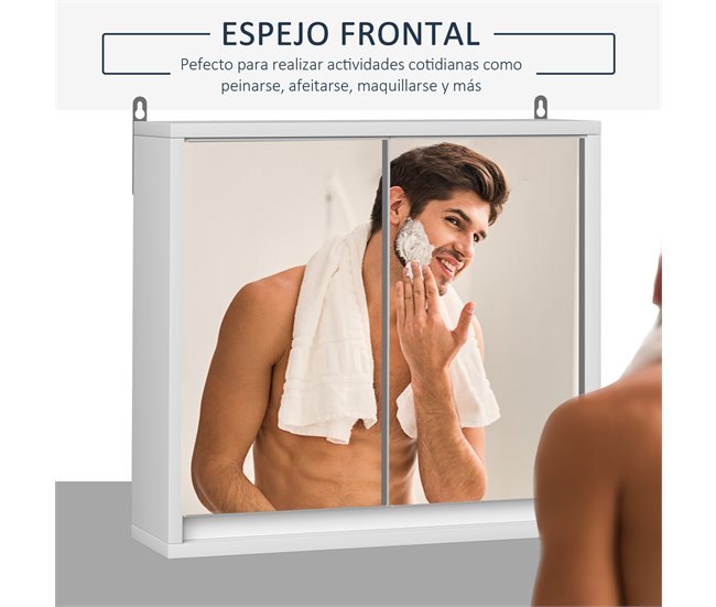 Armário de Casa de Banho Melamina de Madeira, MDF e Vidro HOMCOM 48 Branco