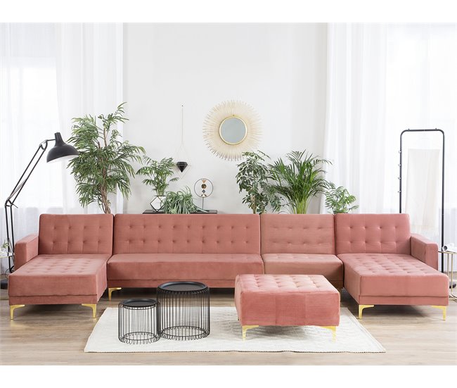 Beliani sofá modular Veludo ABERDEEN Rosa