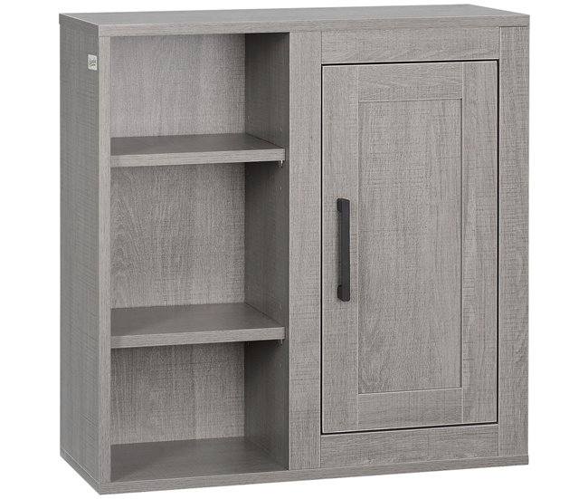 Armário Casa de Banho de Parede Melamina de Madeira kleankin 48 Cinza