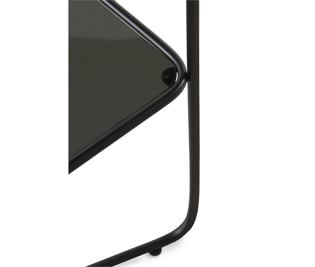 Console de metal com tampo de vidro Preto