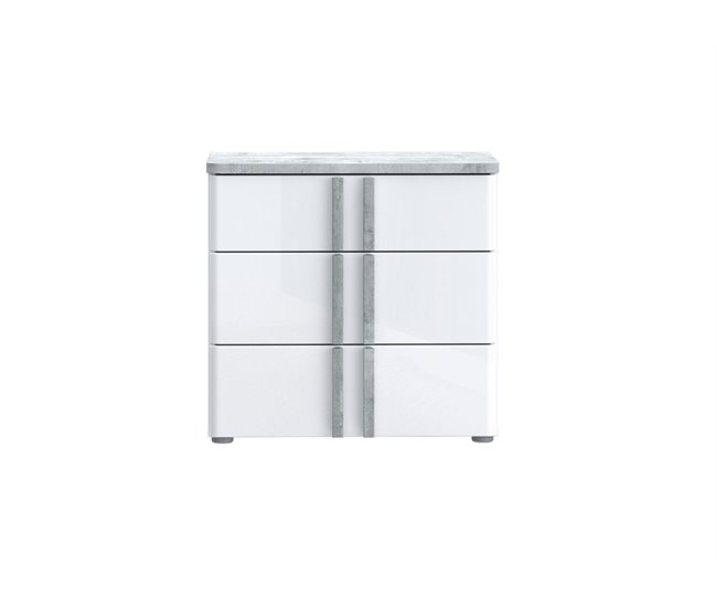 Mesa de cabeceira 3 gavetas branco mate BUGANVILLA Branco