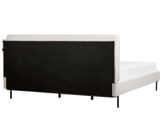 Beliani Cama com estrado Bouclé CORIO Branco/ Bege