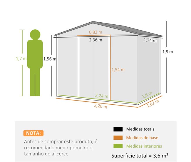 Abrigo de Jardim Aço Galvanizado e PP Outsunny Cinza