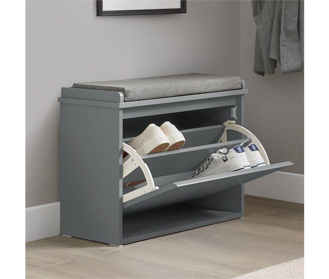 Banco de sapatos com 1 aba SoBuy FSR98-SCH 62 Cinza