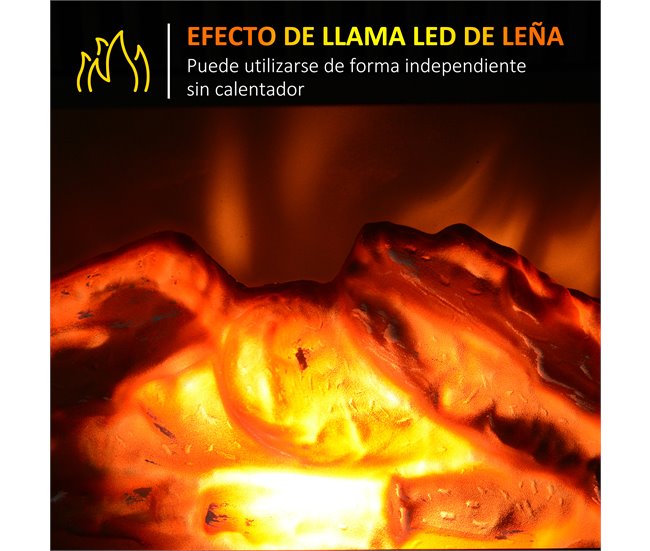 Lareira Elétrica Plástico e Vidro Temperado HOMCOM Branco