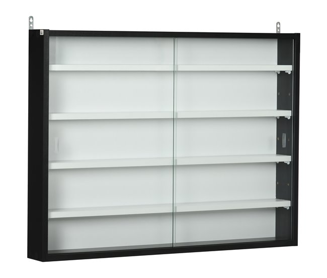 Vitrine de Parede Melamina de Madeira e Vidro HOMCOM 80 Preto