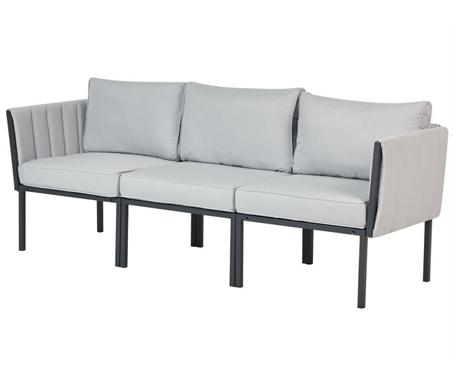 Beliani Conjunto lounge Aço SKALA Cinza Claro