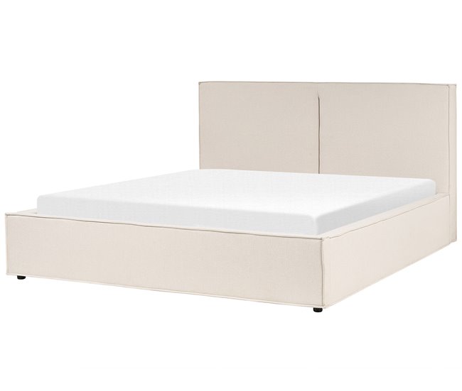 Beliani Cama com estrado Poliéster MOISSAC 197x224 Bege