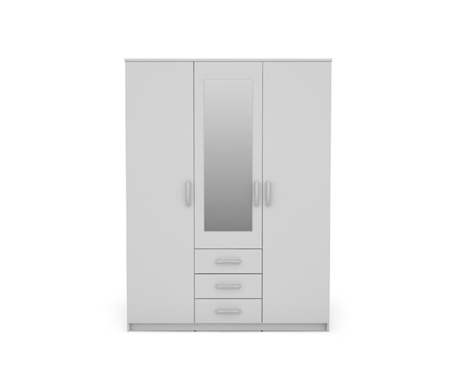 Roupeiro DUNA 2 portas batentes com espelho Branco
